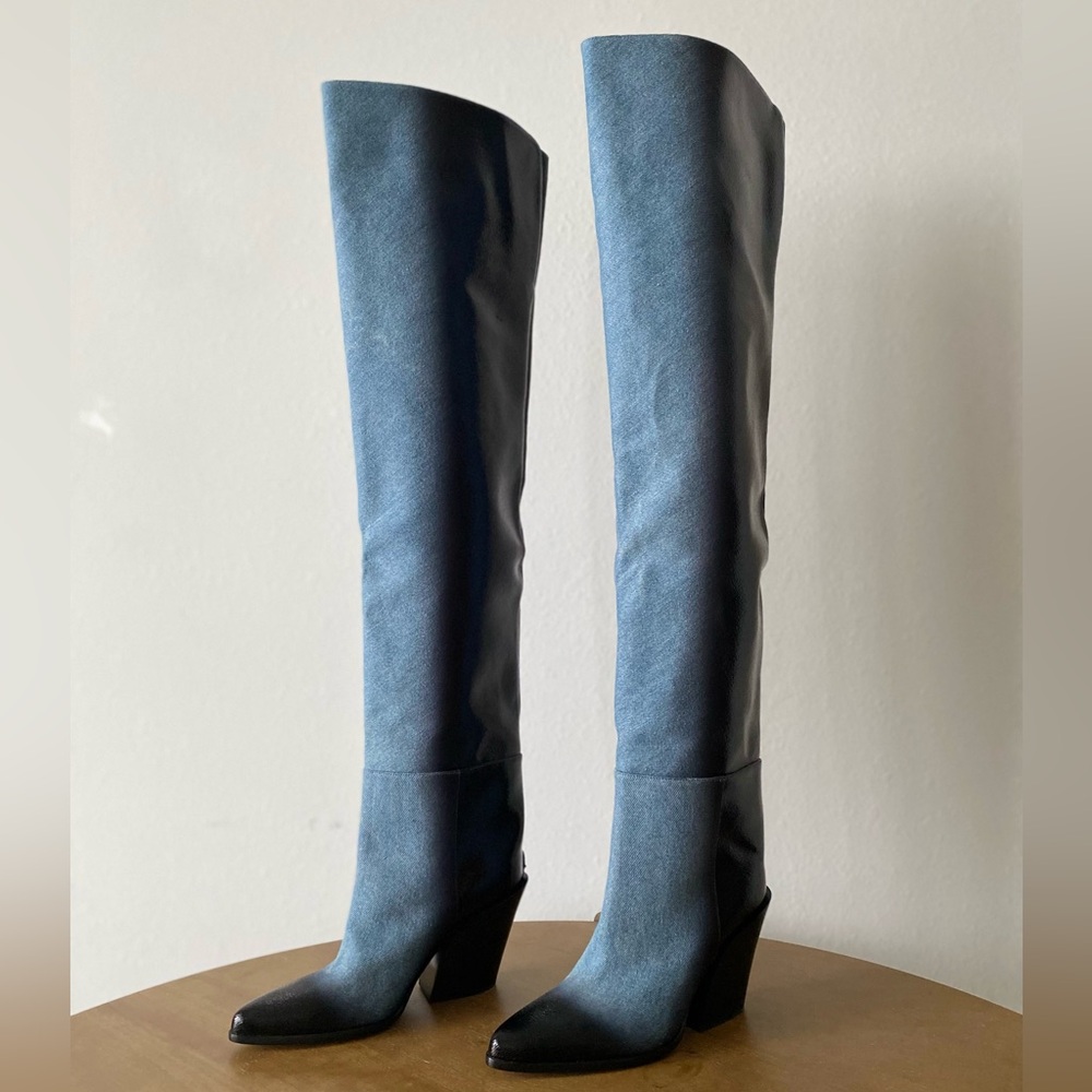 New Jimmy Choo - Maceo denim over-the-knee boots 37 $2,025 - Picture 8 of 15